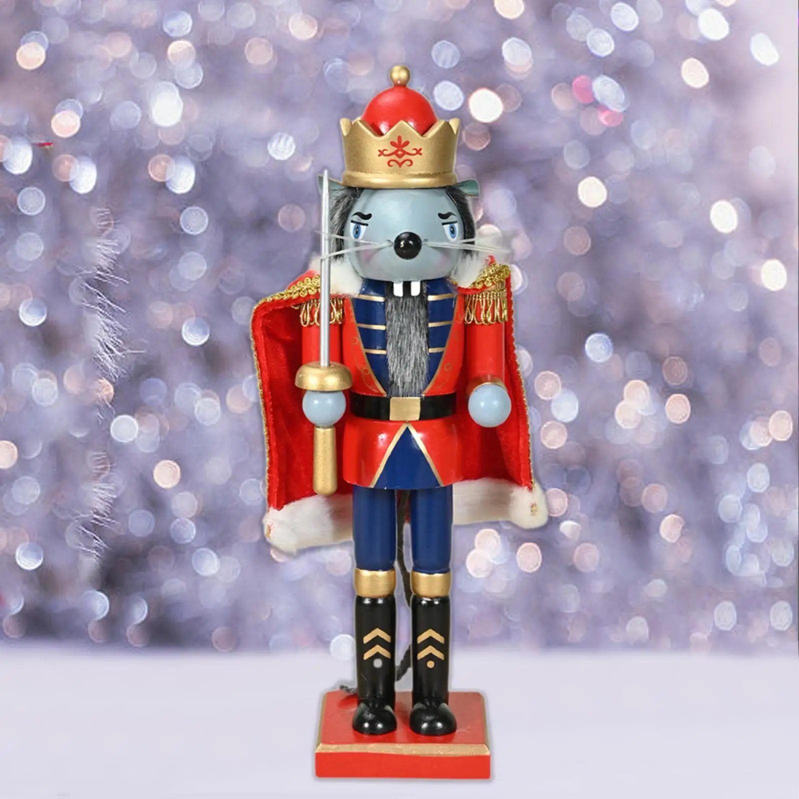 Christmas Nutcracker Mouse King Nutcracker Soldier Doll Statue Photo Props Christmas Ornament for Festive Birthday Xmas Tree
