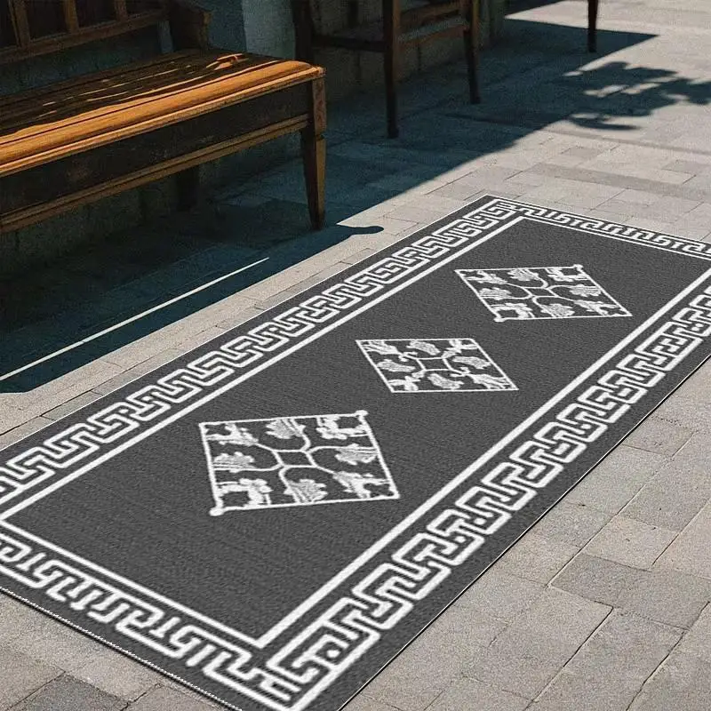Classic Greek Key Border Runner Rug Ancient Mediterranean Motif Floor Mat Retro Antique Style Decor Carpet for Porch Hallway