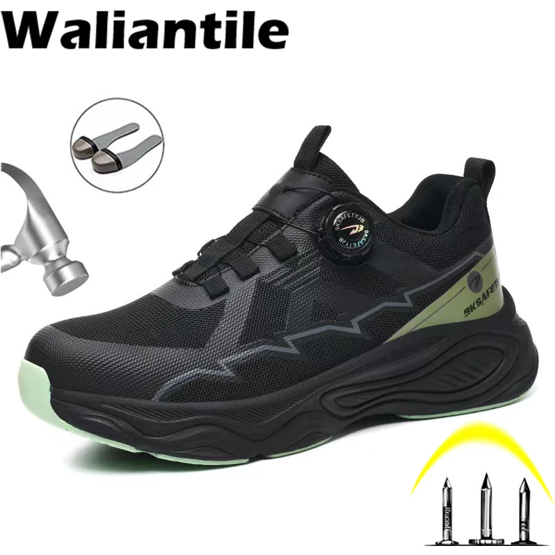 

Waliantile Newest Safety Shoes Sneakers For Men Construction Puncture Proof Working Boots Steel Toe Anti-smash Work Shoes Male