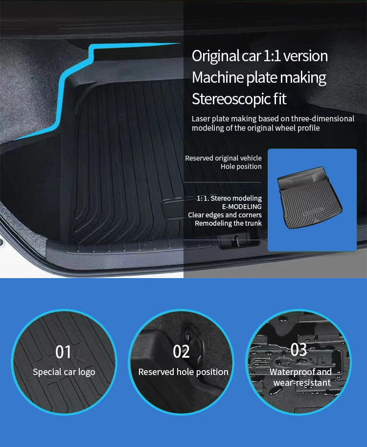 TPE Car Boot Mat For Ford Explorer U625 2020 2021 2022 2023 Anti-dirty Car Rear Trunk Storage Pads Cargo Carpet Auto Accessories