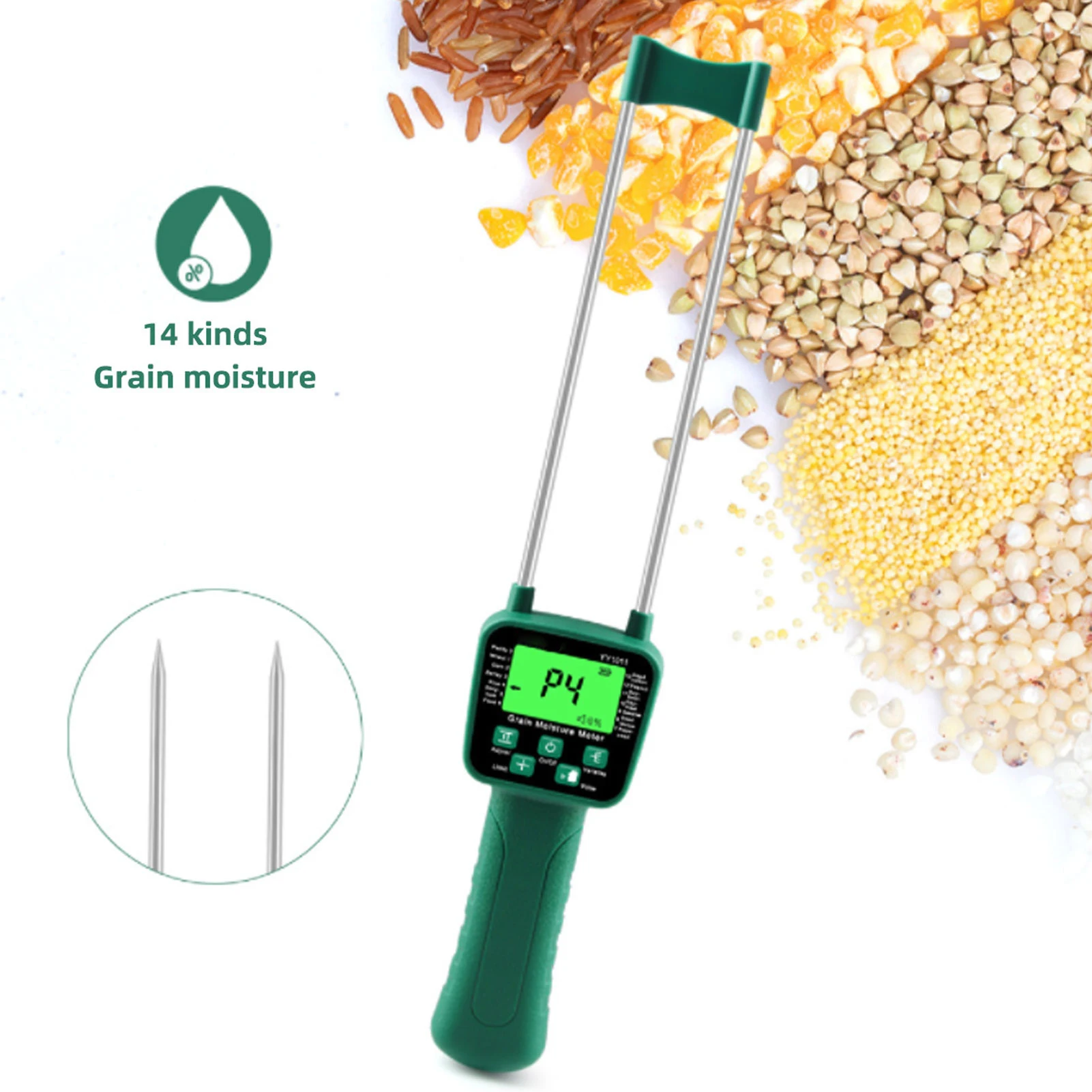 Grain Moisture Meter Hay Moisture Meter Wheat Soybean Grain Moisture Tester LCD Display with Voice Broadcast Hay Moisture Tester