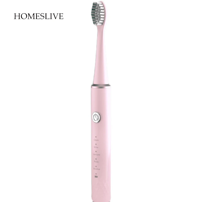 HOMESLIVE Vibrating Electric Toothbrush Charging Ultrasonic 5 Modes Replacement Head Waterproof Powerful Cleaning Travel Kit