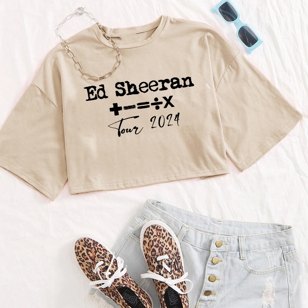 Ed Sheeran 2024 matematica Tour Girls o-collo Casual donna Crop camicie per Fan Gift Tops