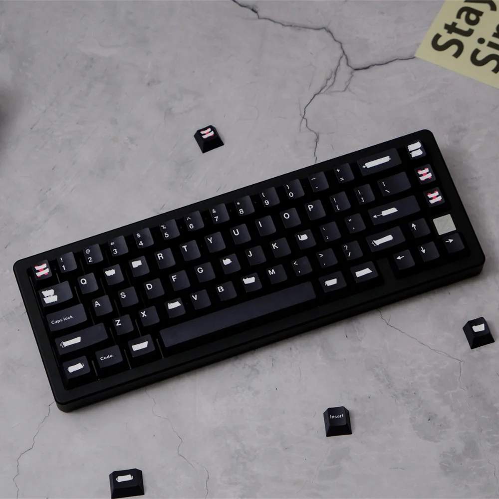 151 Keys GMK Redacted Black Keycaps Cherry Profile Dye-Sub PBT Keycap Lightproof For MX Mechanical Keyboard ANSI/ISO/WKL/Alice