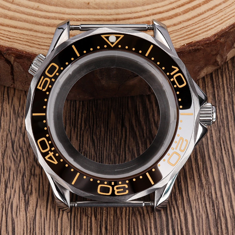 

41mm Watch Case for Seahorse Stainless Steel NH35 Case Watch Accessories Sapphire Crystal Unidirectional Bezel NH35 NH36 4R36