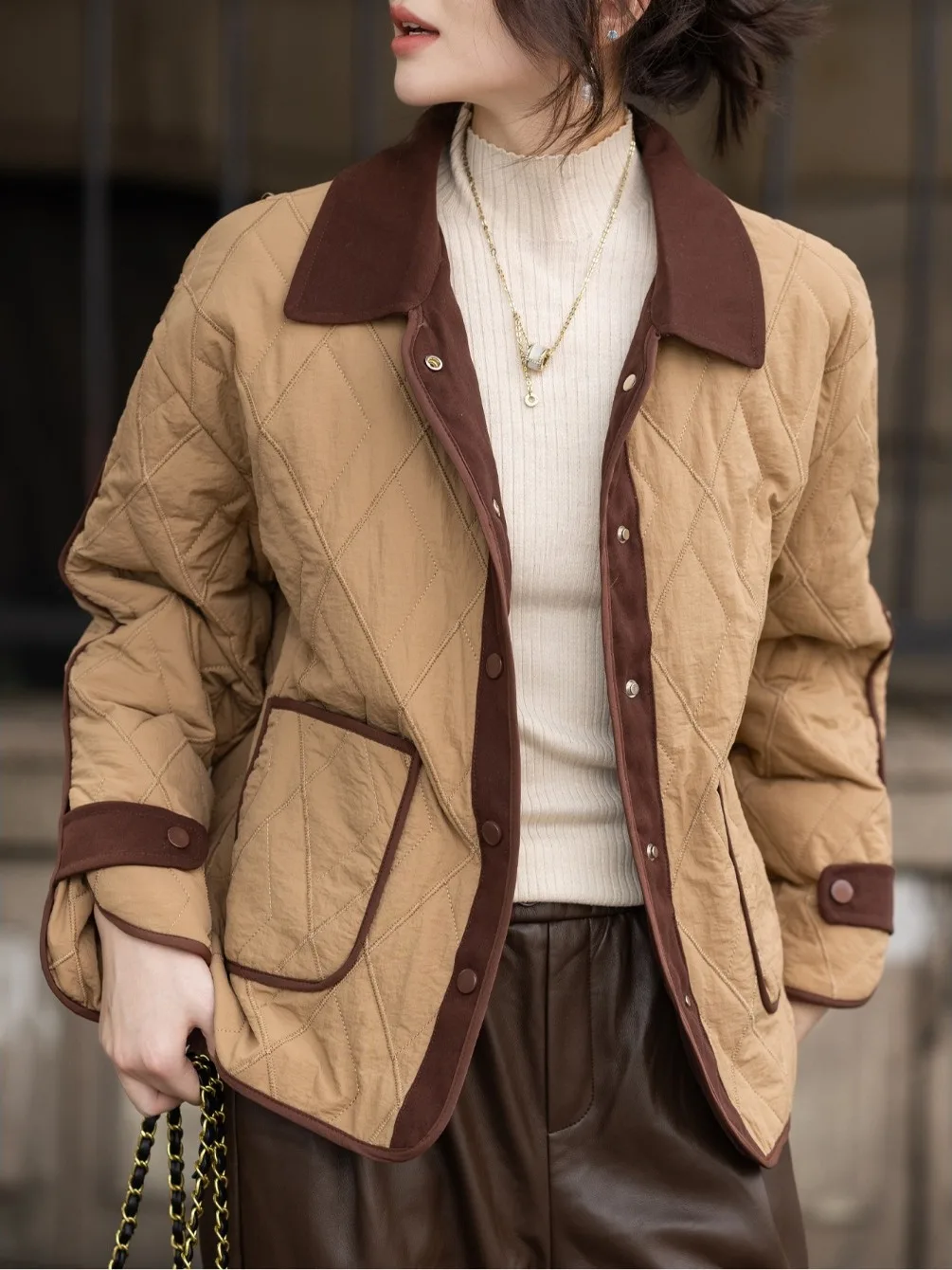 

Faionable Casual Lightweight Warm Cotton Jaet Women's 2025 Winter Thin Color Blo Coat Korean Sle Loose Fit