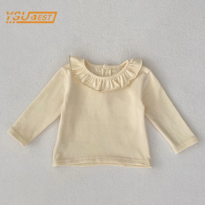 

Infant Kids Baby Girls Long Sleeves Solid Color T-shirt 0-3Yrs Spring Autumn Newborn Kids Baby Girls Clothes T-shirt