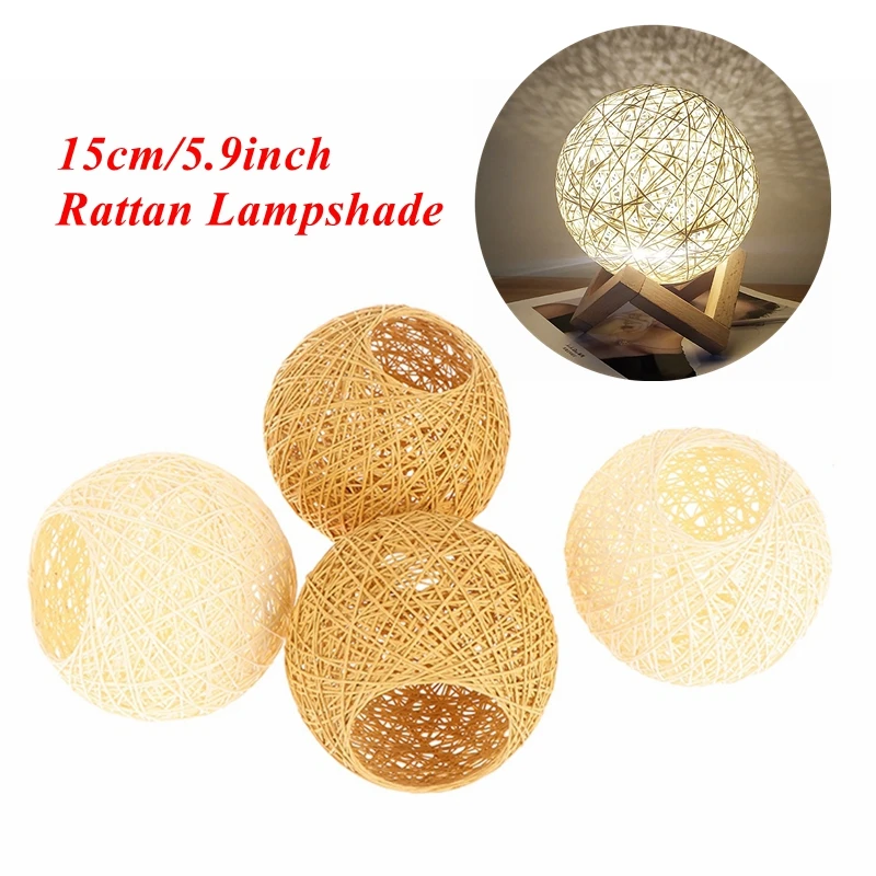 Woven Pendant Light Shade Lamp Cover Chandelier Lamp Shade Lantern Basket Rattan Lampshade for Hotel Dining Room Restaurant