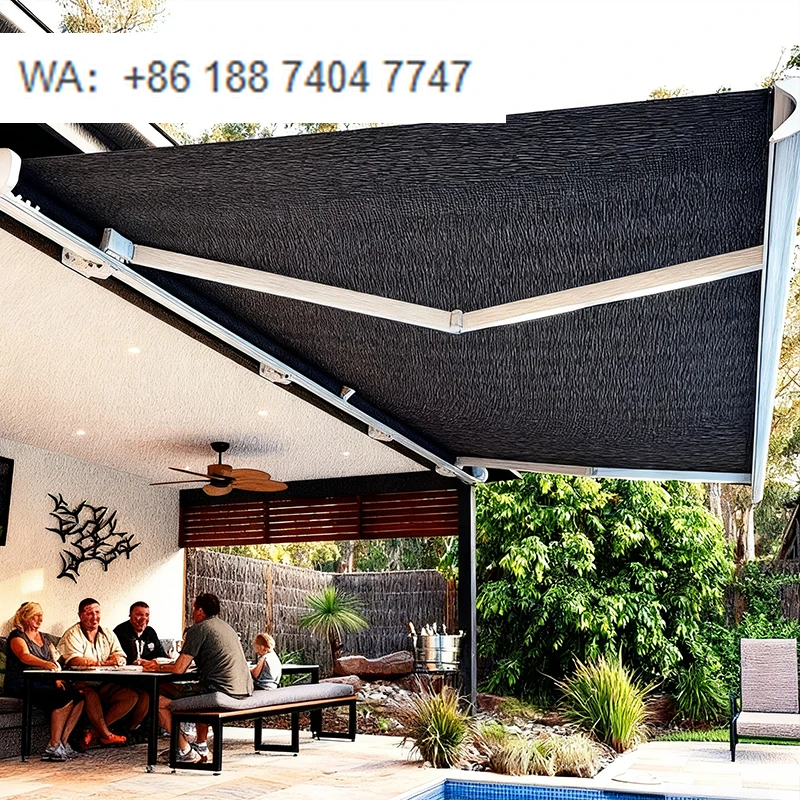 CE Luxury Full Cassette Awning Heavy Duty Thickened Aluminum Alloy LED Motorized Remote Control Retractable Waterproof Patio Sun