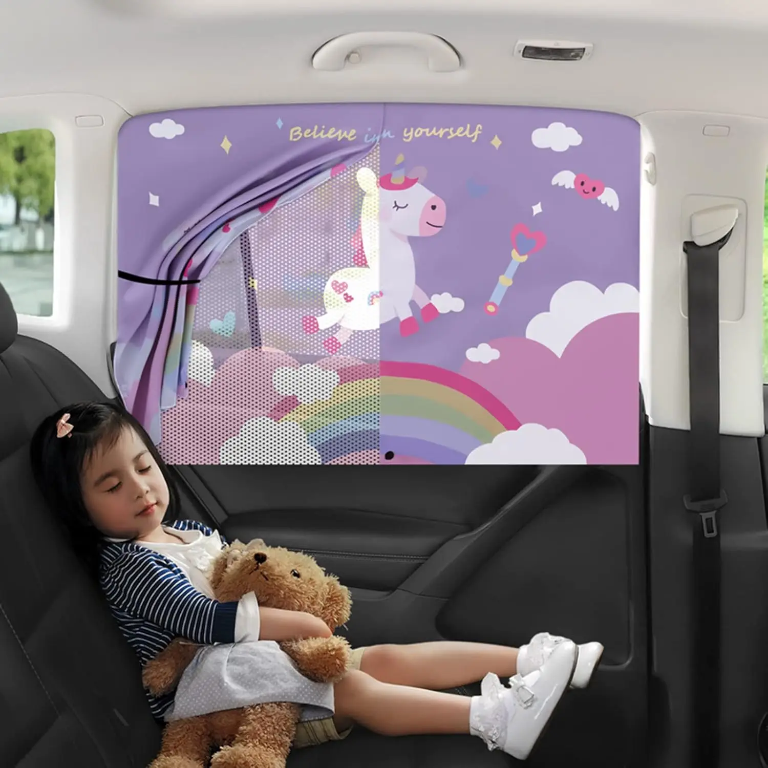 

Car Side Window Sun Shade for Baby - Double Opening Curtain Blocker Blind, 1 Pack