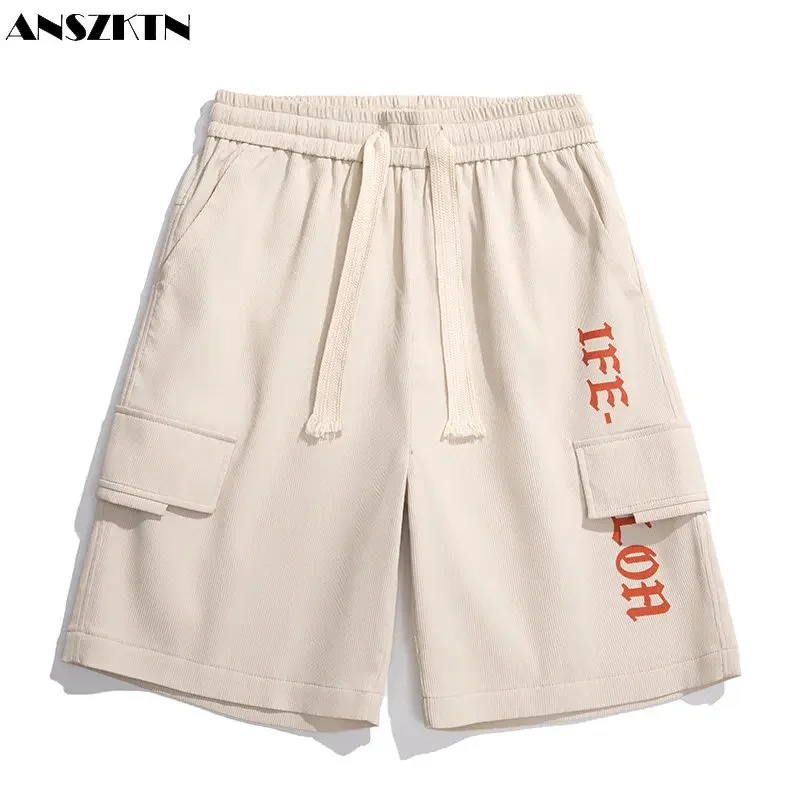 ANSZKTN Trend cargo shorts men's summer thin style multi-pocket straight casual sports nickel pants