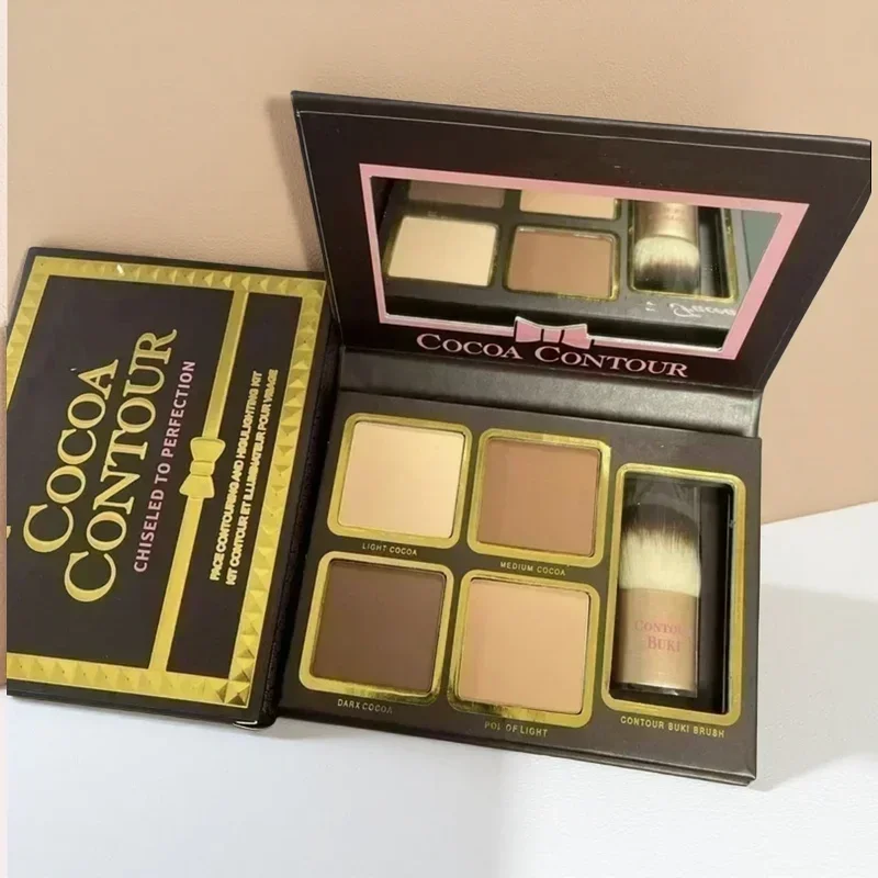 Too F 4 colores maquillaje en polvo cacao contorno facial con cepillo herramienta de maquillaje mz006