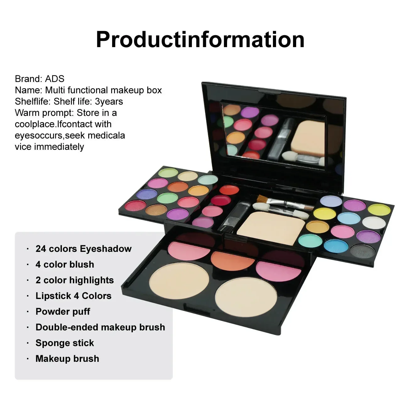 Neues Make-up-Geschenkset für Frauen, komplettes Kit, All-in-One-Box, Gesichtspuder, Lidschatten-Palette, Lippenstift, Make-up-Pinsel, Textmarker, Bronzer