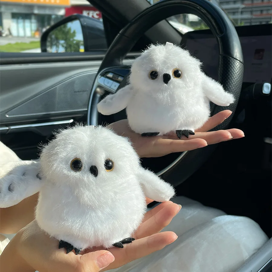 Cute White Fragrant Owl Soft Toy Keychain Realistic Plush Stuffed Animal Owl Backpack Decoration Car Keyring Birthday Xmas Gifts