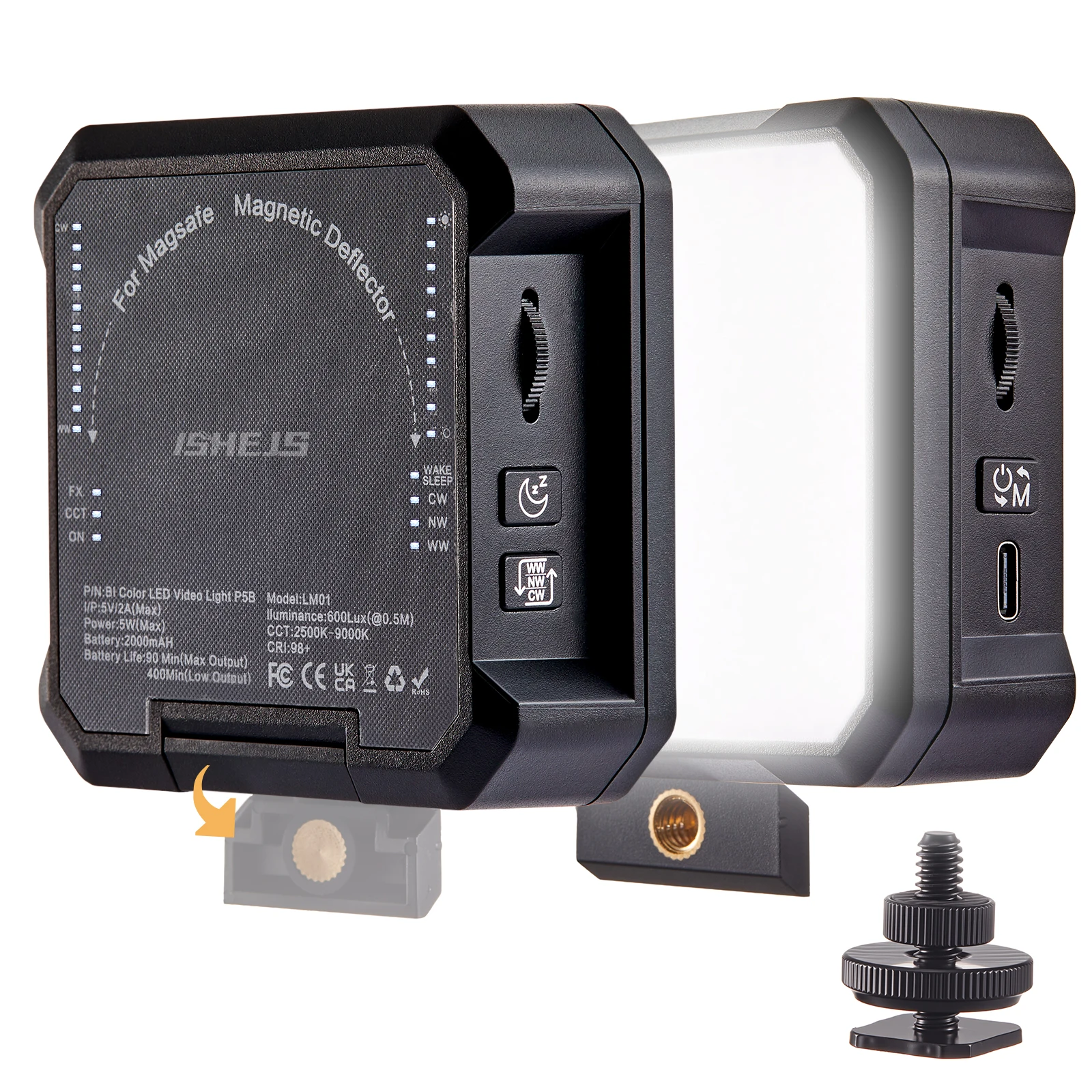 

ISHEJS LM01: Bi-color magnetic video light for phone camera. Perfect for outdoor & live streaming