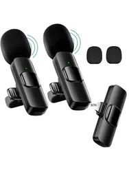 Basix Mini Wireless Lavalier Microphone Noise Cancelling for iPhone Android Cameras - Portable Wireless Mic for Live Interviews