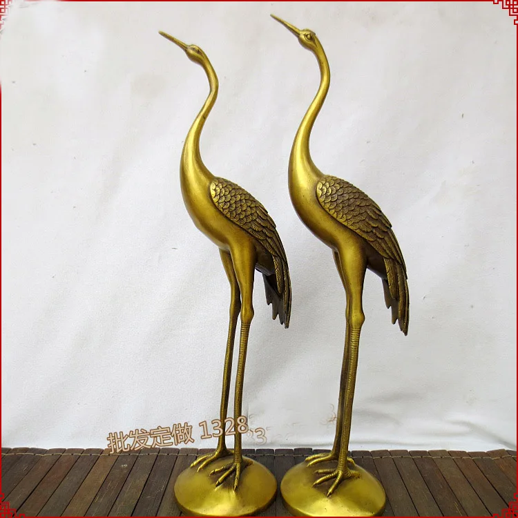 

TOP COOL HOME Temple SHOP Money Drawing GOOD LUCK Mascot # Taoism Buddhism GOD Red-crowned crane FENG SHUI Brass statue