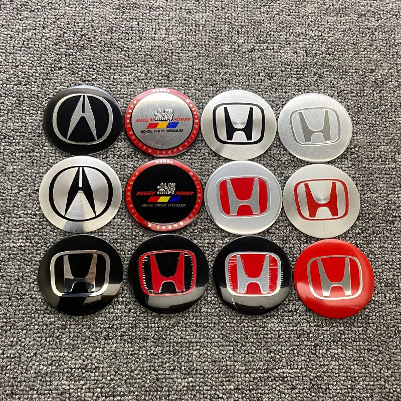 4Pcs 56mm Car Wheel Center Hub Cap Emblem Sticker Accessories For Honda Civic FIT Accord Prelude HRV 5th City CRZ CRX Jazz CRV