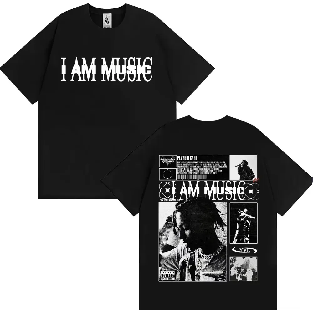 Camisetas de rapero Playboi Carti I AM MUSIC con Logo del álbum para hombres y mujeres, Camiseta Vintage de Hip Hop Harajuku, Camiseta informal de algodón cómoda