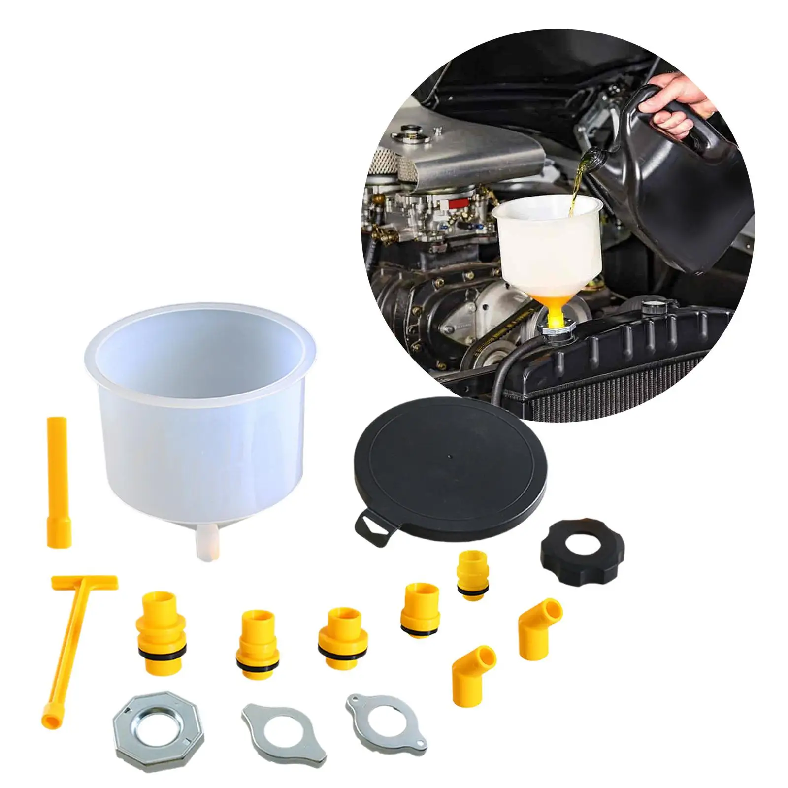 15 Pieces Generic Leakproof Coolant Funnel Set Automotive with Adapters