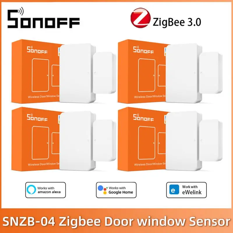 SONOFF-Sensor de alarma para puerta y ventana, SNZB-04 Zigbee, EWelink, seguridad inteligente, ZBBridge necesario, funciona con Alexa y Google Home