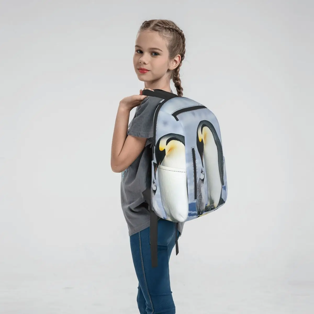 Penguins In The Snow Backpack Large Capacity Children BookBag School Bag Shoulder Bags for Men Women