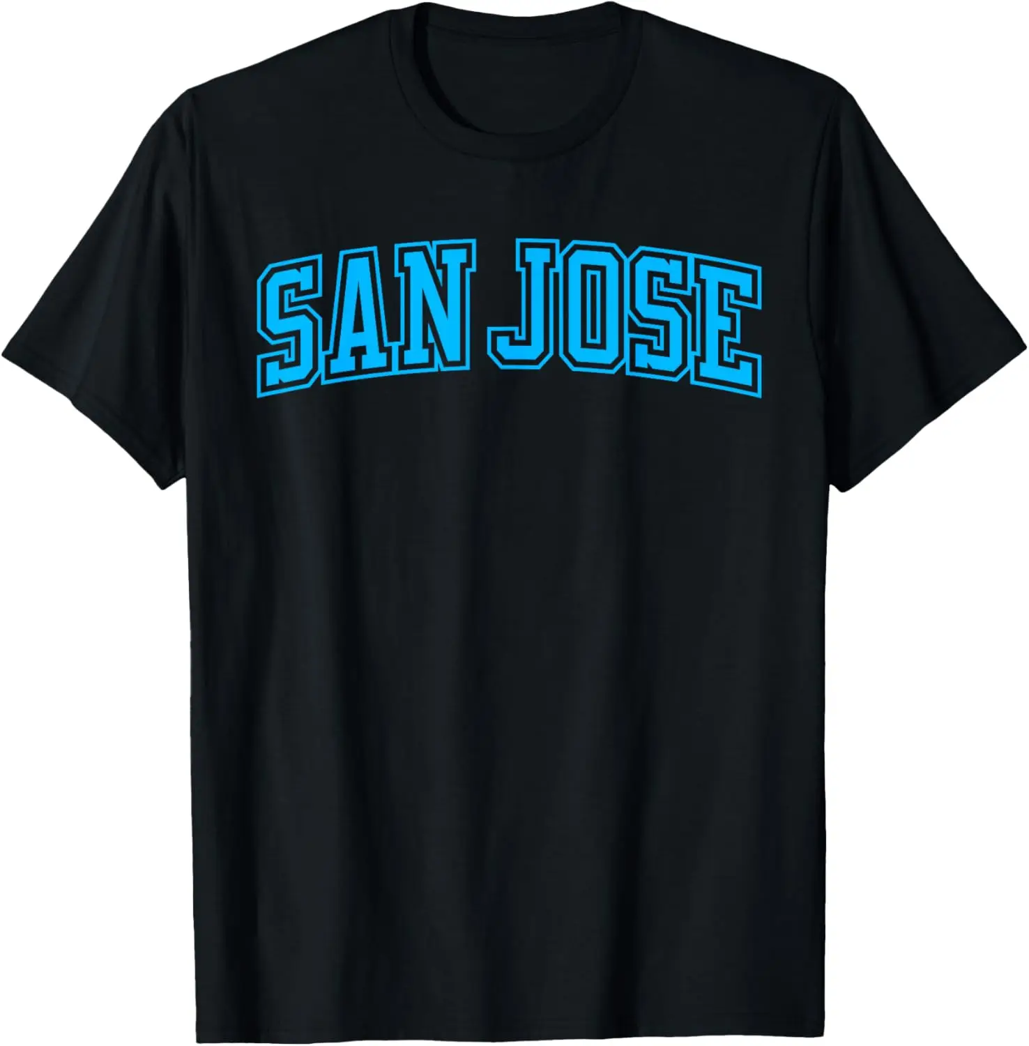 San Jose CA Varsity Style Man Jose California Blue Outline T-Shirt