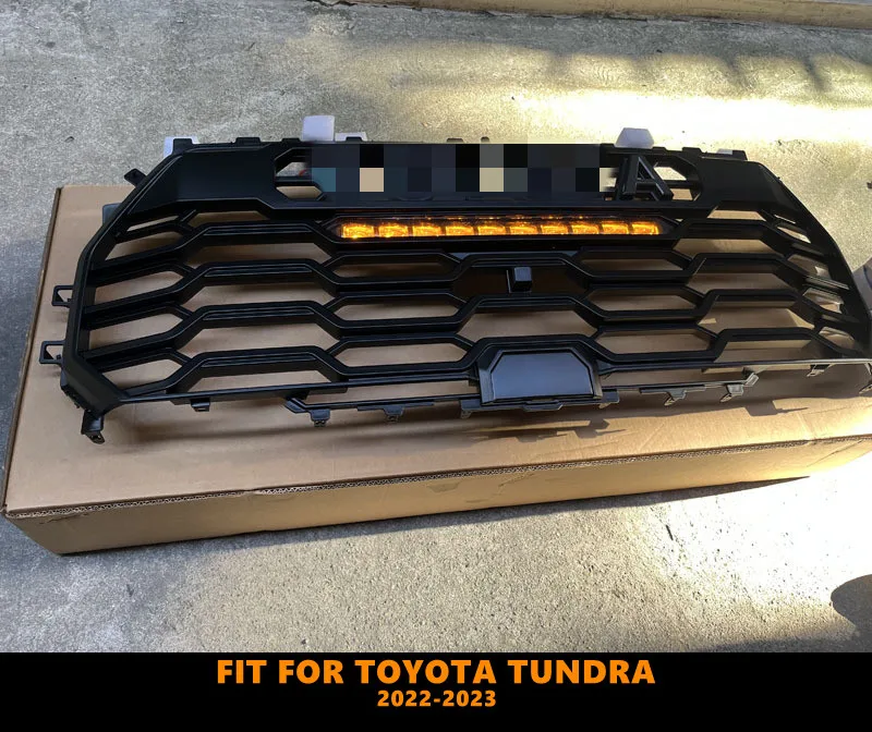 

High Quality ABS Black Grill Middle Grill Car Front Grills With LED Lights Light Strip Fit For Toyota Tundra 2022-2023