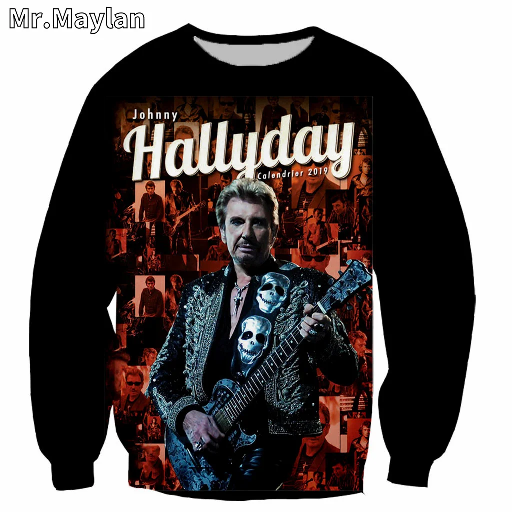 Rock French Johnny Hallyday Sweatshirts 3D Print Unisex Pullover Hoodies Long Sleeve Crewneck Streetwear Hoody Sudaderas 5XL A55