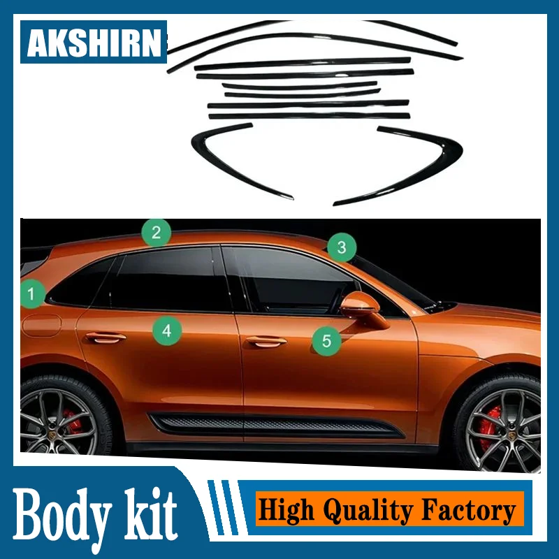 

Car Styling Door Full Window Moulding Frame Sill Molding Trim Strip Cover Sticker For Porsche Macan 2014-2021