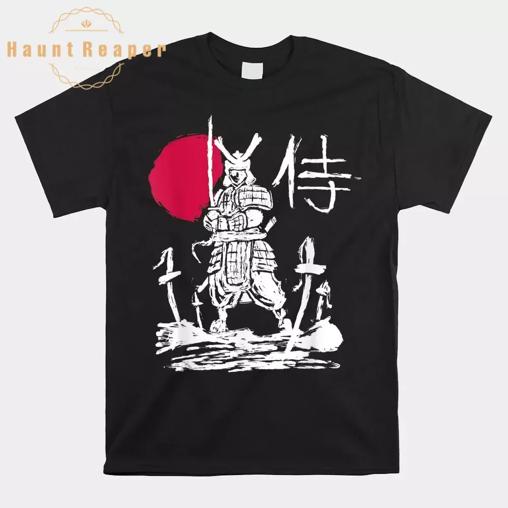Haunt Reaper Men T Shirt Japanese Samurai Warrior Sword Swordsman Shirt Print Tops Tees Prevailing Cotton Men's T-Shirt