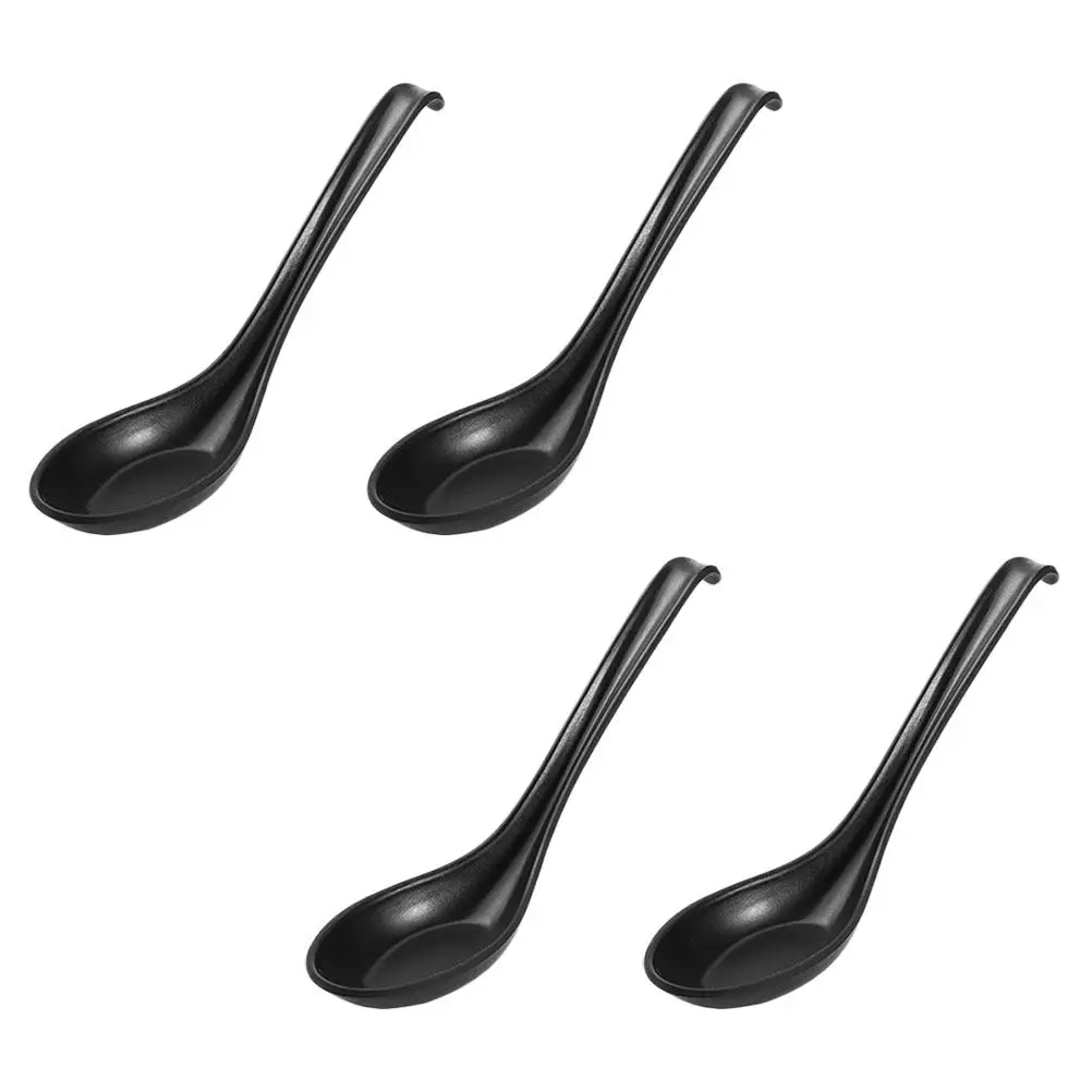 

Набор из 4 черных меламиновых ложек для супа, устойчивых к царапинам, прочных половников для каши, мороженого, рамена, для дома и кухни