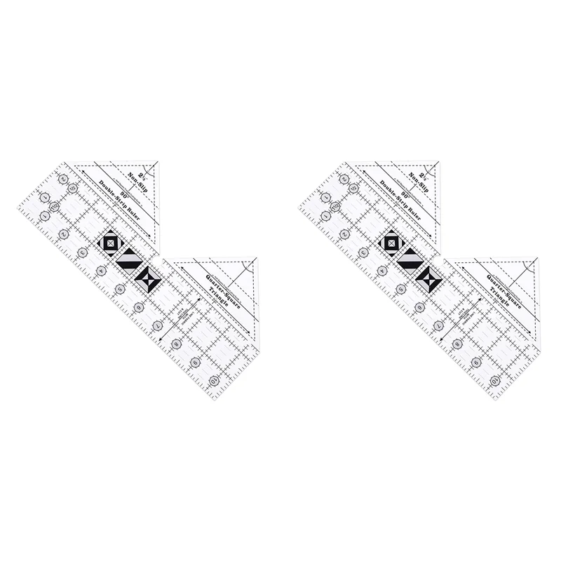 

A02F-2X 90 Degree Double Strip Quilt Ruler, 10 Inch Acrylic Quilting Triangle Rulers, Non-Slip Quilting Rulers And Templates