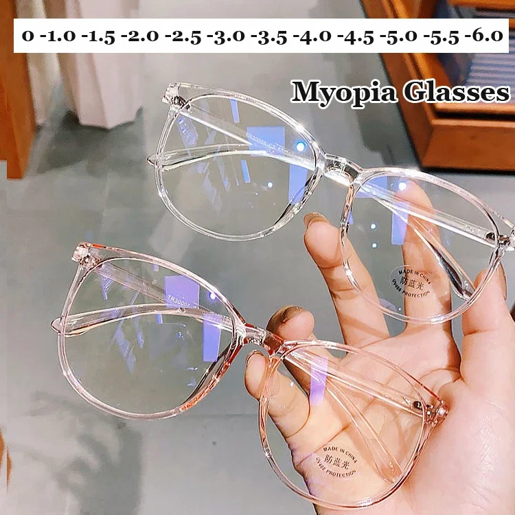 Vintage Round Myopia Glasses Unisex Luxury Design Anti-blue Ray Short-sighted Eyewear Unisex Women Men Minus Eyeglasses Diopter