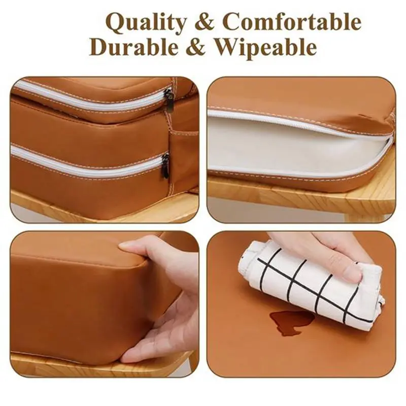 AT21-مقعد معزز للأطفال الصغار، كرسي مطبخ غير قابل للانزلاق مع مسند ظهر وأشرطة قابلة للتعديل لطاولة الطعام #4