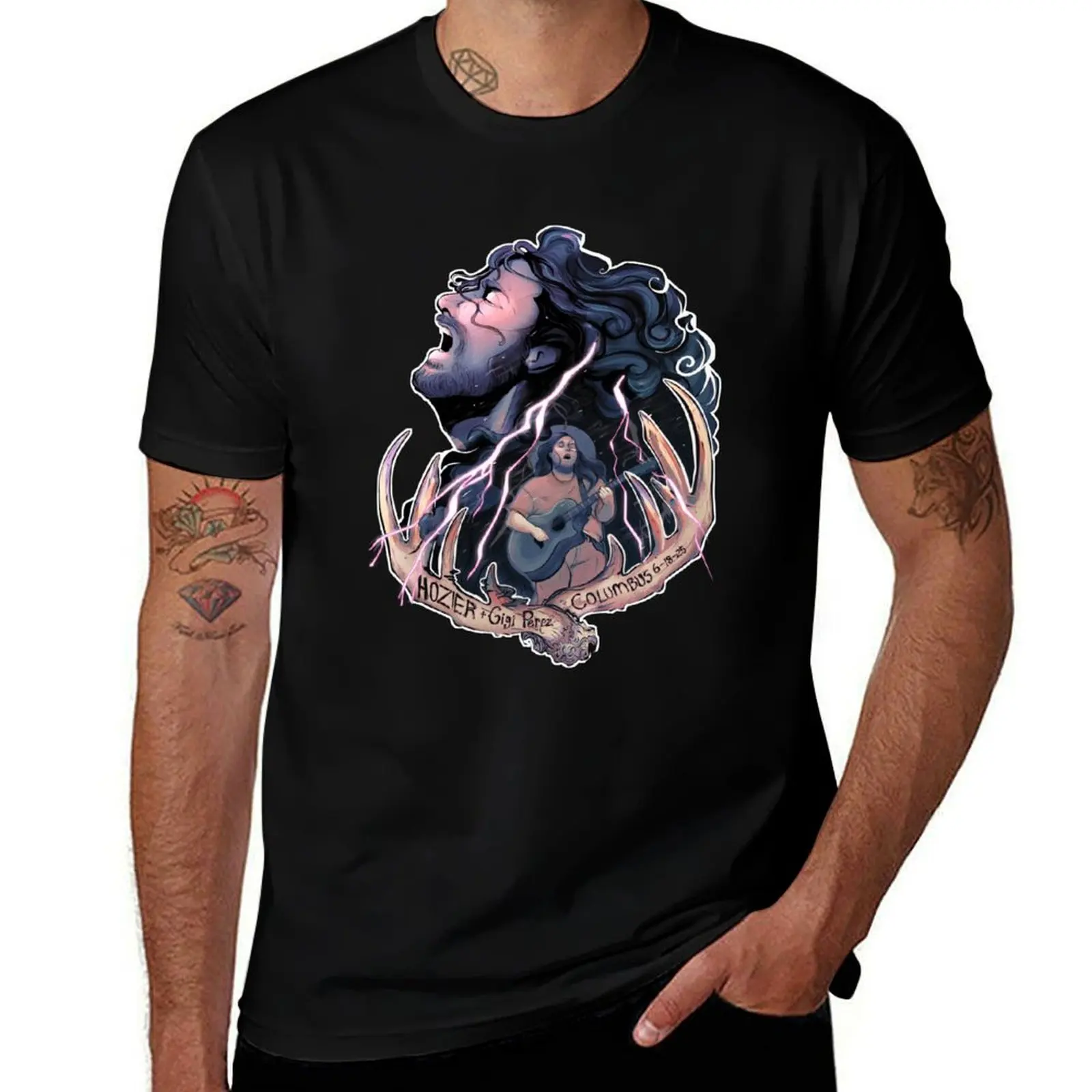 Hozier and Gigi Perez Columbus Storm T-Shirt Quick Dry Training Short Sleeve Tee T-Shirt