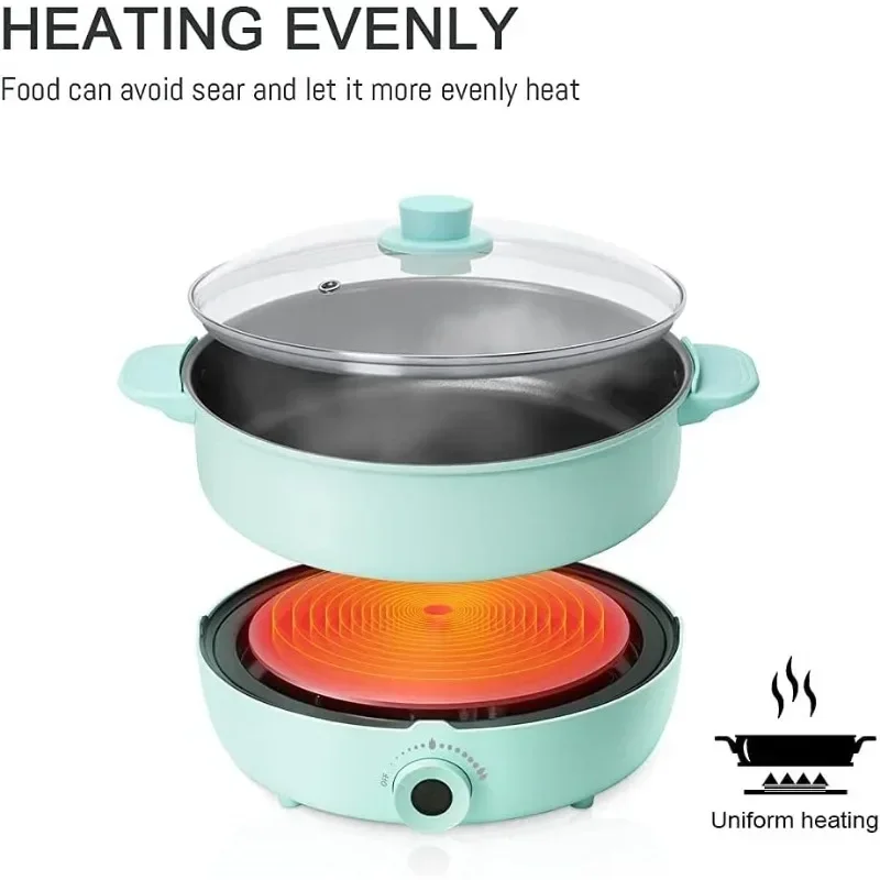 Electric Hot Pot with Burner Split Multi-purpose Non-stick Electric Frying Pan Portable Kitchen Burner Stove