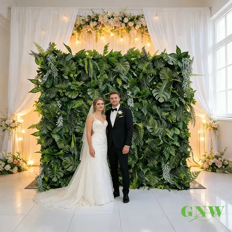 Factory Outlet Artificial Green Wall Flowers Wedding Backdrop Decoration Flower Wall Tropical Wall for Event Party