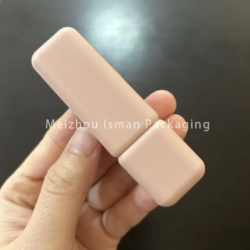 50Pcs Rubber Square 12.1mm Pink Yellow Lipstick Tube Containers Empty Cosmetic Soft Touch Nude Lipstick Tube Case Packaging 3.5g