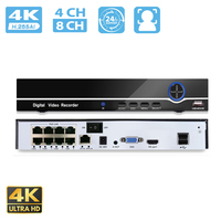 BESDER 4K 8CH CCTV POE NVR Support Face Detection 8MP Network Video Recorder H.265 Onvif 24/7 Recording IP Camera P2P XMEye APP