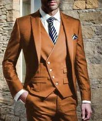Men Suits for Wedding 3 Pieces Blazer Vest Pants Peak Lapel  Slim Fit Suit Elegant Tuxedos for Wedding Business Evening Party