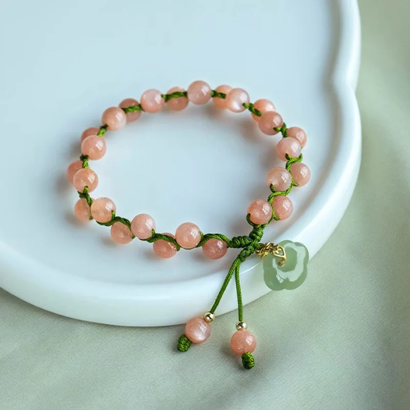 

Hetian jade bracelet for Year of the Snake, vintage style beads with auspicious cloud design, women's light luxury niche exq