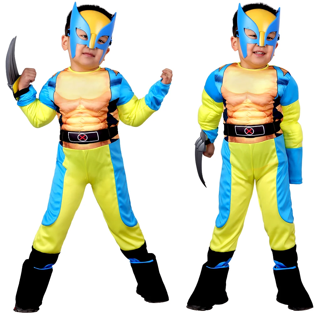 Film Wolverine Cosplay Kostuum Kids Jongens Superheld Halloween Feest Verkleedkleding Kinderen Verjaardag Super Held Verkleden