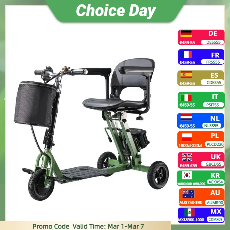 

Lightweight 3 Wheels Electric Scooter Foldable For Elderly With Basket 350W Electric Tricycle For Adults Woman Lithium Battery