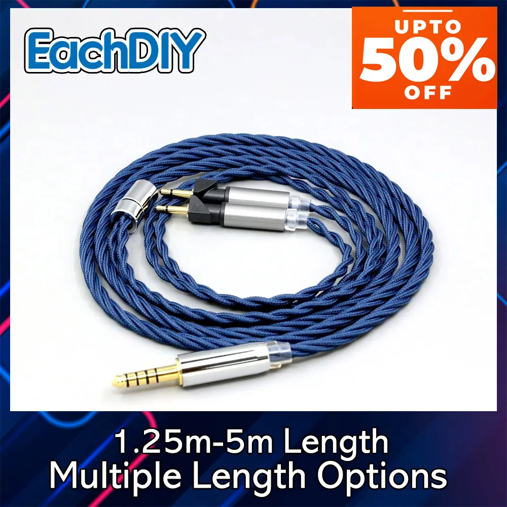 

Pure 99% Silver OCC Alloy Graphene Sleeved Full Earphone Cable For Abyss Diana v2 phi TC X1226lite 1:1 headphone pin LN008597