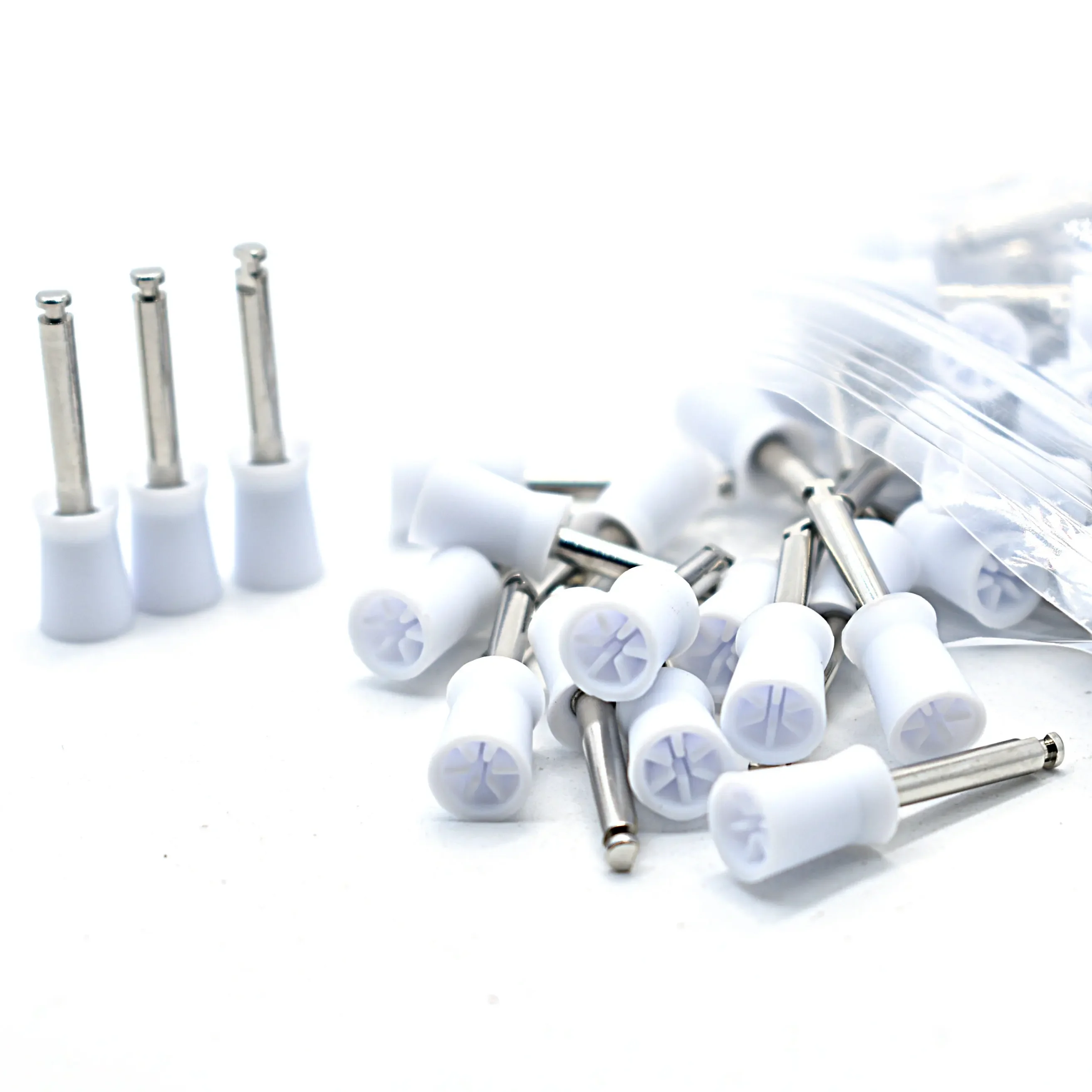 100pcs Dental Polishing Cup Tooth Polish white Rubber Brush Polisher Prophy Brush Dentistry Clinic Teeth Whitening Tools