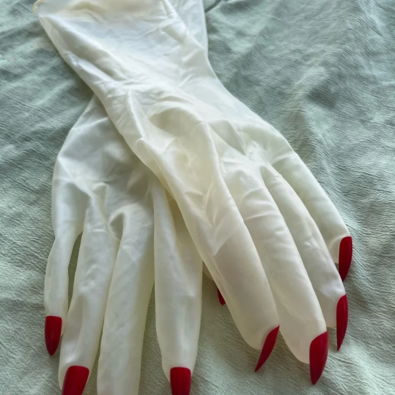 Latex Gloves Manicure Sexy One-Piece Ultra-Thin Fit High Elastic Bondage Medium And Long Gloves