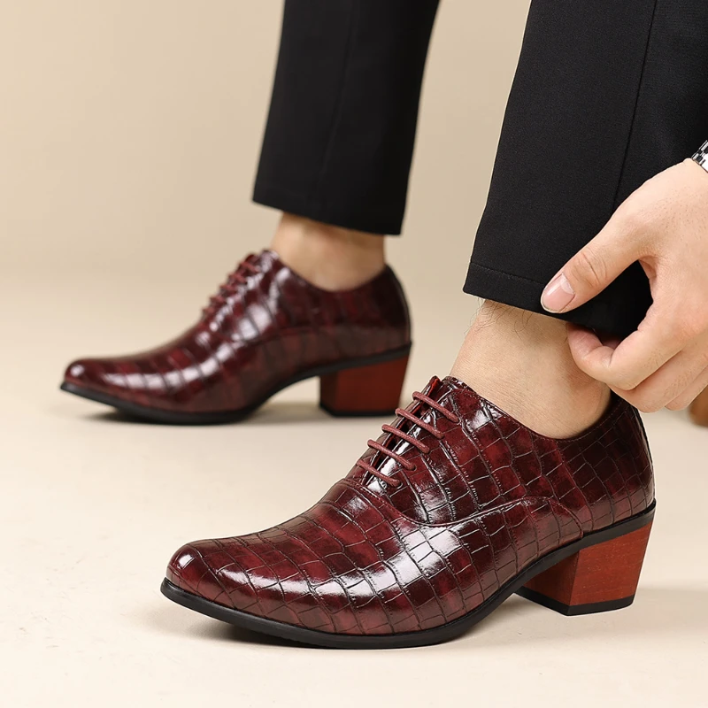 

Pointed Toe Vintage Gradient Leather Wingtip Brogue Oxford Dress Shoes Lace Up Formal Business Groom Wedding Office Work Shoes