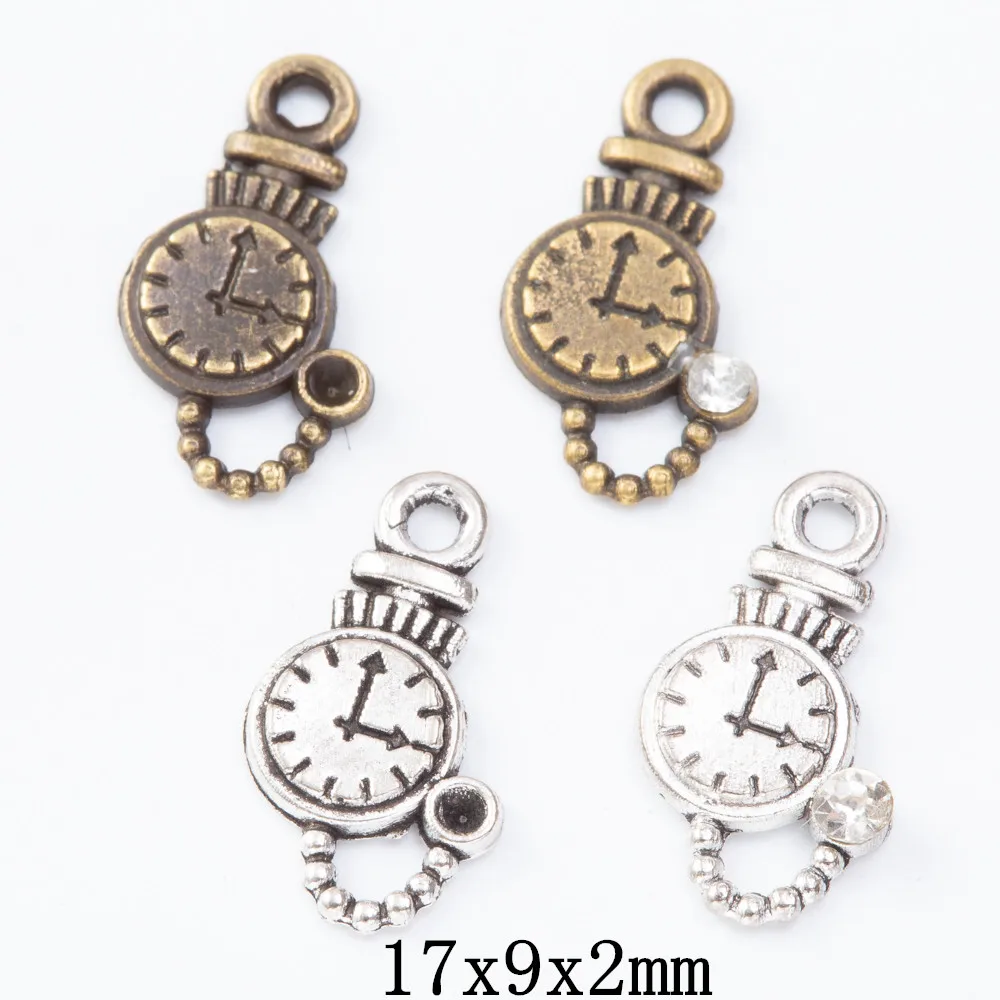 

100pieces (clocks and watches) vintage zinc alloy charm metal pendant DIY jewelry discovery making accessories 1641