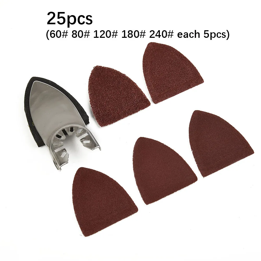 

Triangular Sander Finger Accessories Multi-Function Sanding 60-240 Grit Polishing 25pcs Oscillating Multitool New